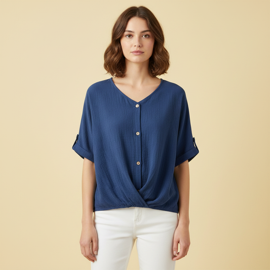 Elegant V-Neck Blouse | Women's Long Sleeve Top