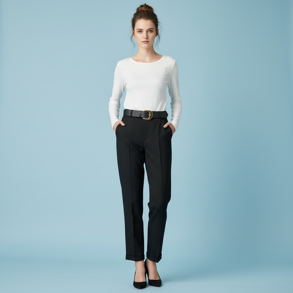 Elegant High Waist Women's Trousers | Office Wear