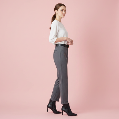 Elegant High Waist Women's Trousers | Office Wear