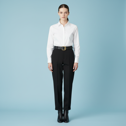 Elegant High Waist Women's Trousers | Office Wear