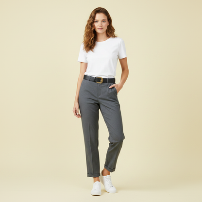 Elegant High Waist Women's Trousers | Office Wear